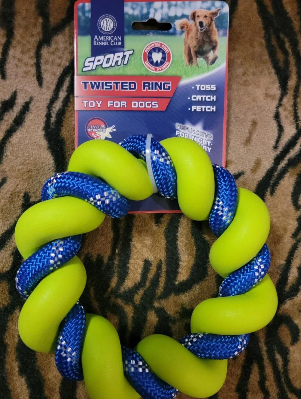 AKC Dog Ring Toy Sport Toss Fetch Durable W Rope Colors Vary Large Xlarge Ea.